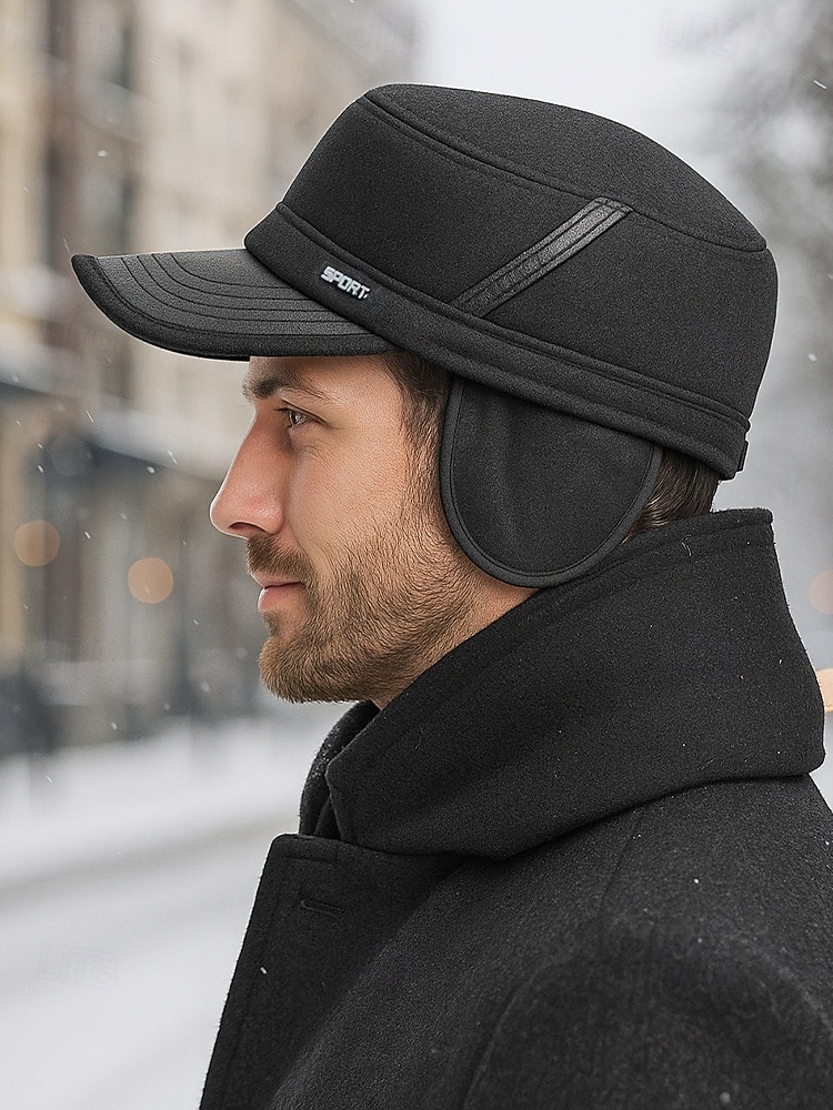 Ανδρικό χειμερινό καπέλο από πολυεστέρα με πτυσσόμενα αυτιά, κομψό και ζεστό, ιδανικό για κρύο καιρό σε εξωτερικούς χώρους 2026 - $11.99 –P3