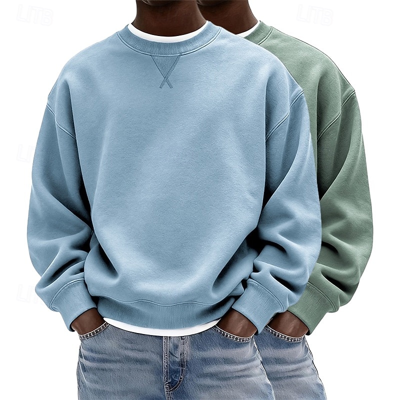 Herren Sweatshirt Pullover Lila + Blau Marineblau + Dunkelgrau Dunkelgrün + Gelb Hellgrün + Marineblau Hellblau + Hellgrün Rundhalsausschnitt Einfach Oversize Sport & Outdoor Lässig Täglich 2026 - $41.99 –P2