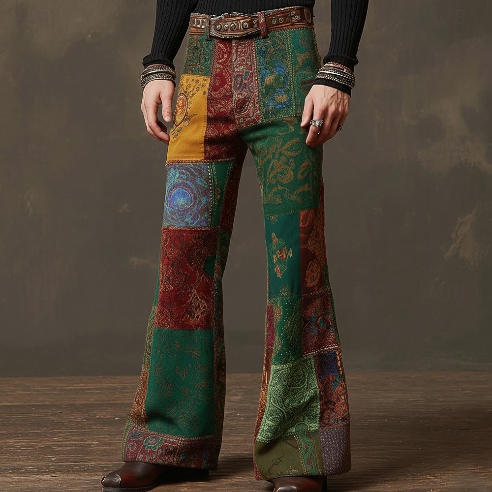 Ανδρικά Γεωμετρικό Συνδυασμός Χρωμάτων Κουρελού Παντελόνια Ντίσκο Παντελόνι Παντελόνια καμπάνα της δεκαετίας του '60 και του '70 Μεσαία Μέση Μποέμ Vintage ρετρό ΕΞΩΤΕΡΙΚΟΥ ΧΩΡΟΥ Πάρτι Causal 2026 - $29.99 –P3