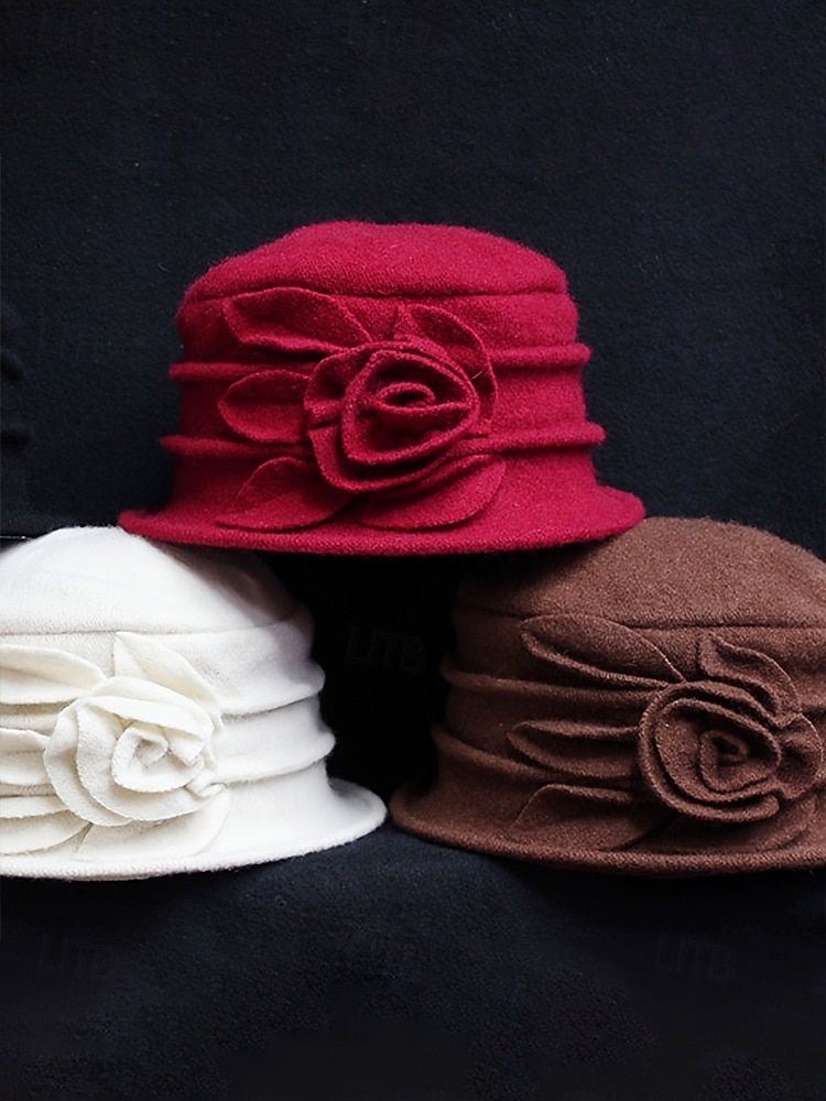 Naisten villainen talvipipo kukkakuviolla, useita värejä, mukava ja tyylikäs jouluun ja kylmään säähän 2026 - $19.99 –P5