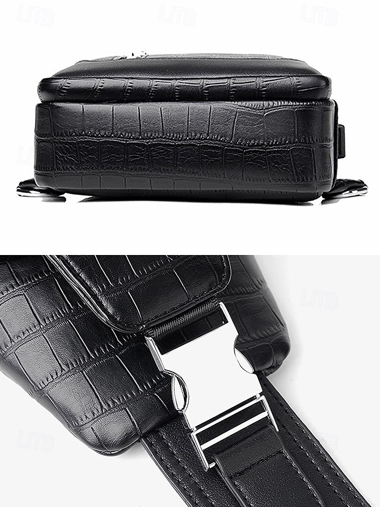 תיק עור לגברים, עמיד למים ועמיד, קיבולת גדולה, דוגמת תנין אופנתית לשימוש חיצוני ויומיומי 2026 - $46.99 –P10