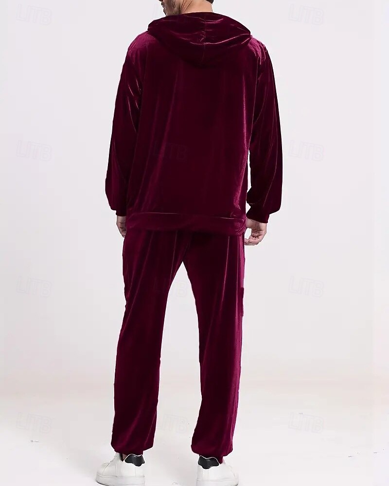 Homens Moletom Moletom com capuz e calças Conjunto de roupas Conjunto de moletons Capuz Ao ar livre Diário Esportes Com Cordão Bolsos Tecido Vermelho Vinho Preto Azul Royal Poliéster Roupas Esportivas de 2026 por $44.99 –P11