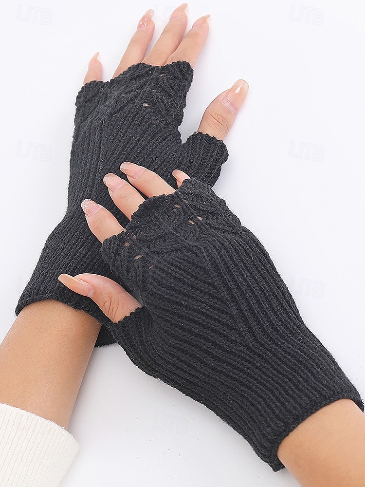 Dámské pletené vánoční rukavice – měkký přízový materiál s krajkovým vzorem, dostupné v několika barvách, ideální jako zimní a sváteční dárek 2026 - $7.99 –P2