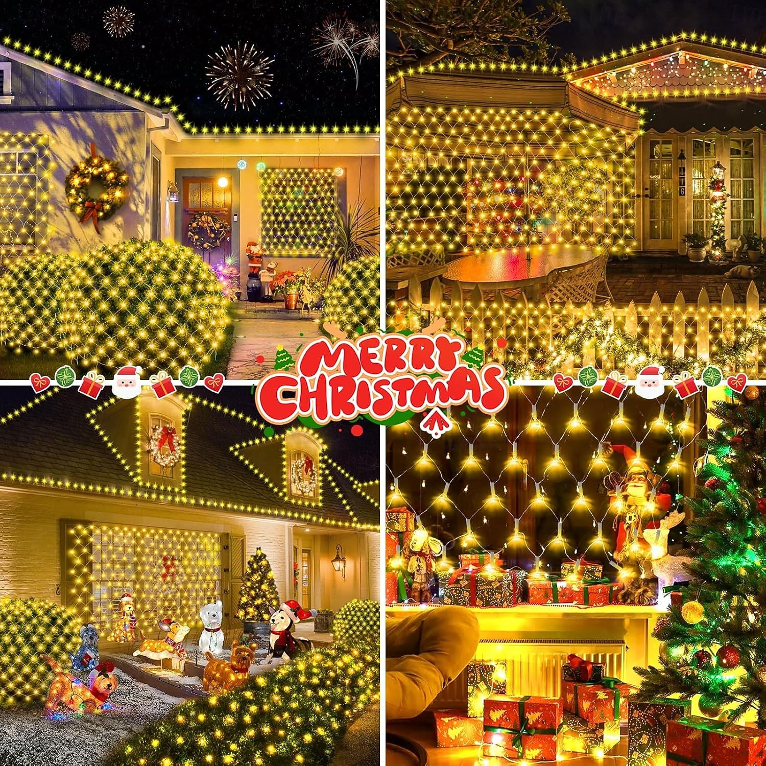 Christmas Net Lights Connectable Waterproof String Light 8 Function Timer Remote Control Wedding Festival Party Atmosphere Decorative Lights Low Voltage Safe Plug in 2025 - $20.99 –P5