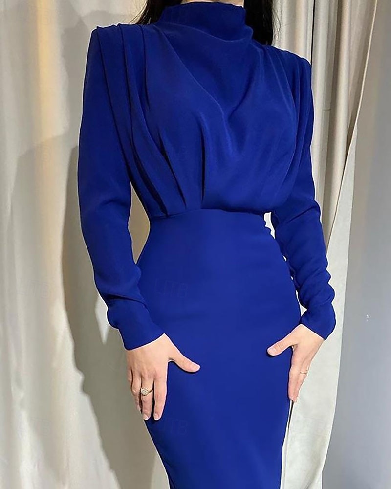 Damen Midikleid schwarzes kleid Elegant Mode Modern Täglich Ausgehen Wochenende Normale Passform Einfach Langarm Hoher Ausschnitt Schwarz Rosa Wein Dunkelblau Frühling Herbst Winter 2026 - $22.99 –P3