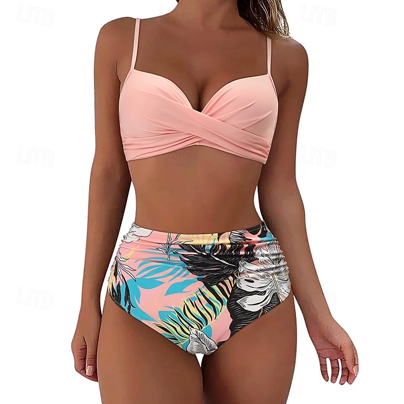 בגדי ריקוד נשים בגד ים מקומט סטים של ביקיני בגדי ים אחיד בגדי ים ורוד בהיר שחור נושם ללא שרוולים - גלישה חוף שחייה קיץ 2026 - $20.99 –P9