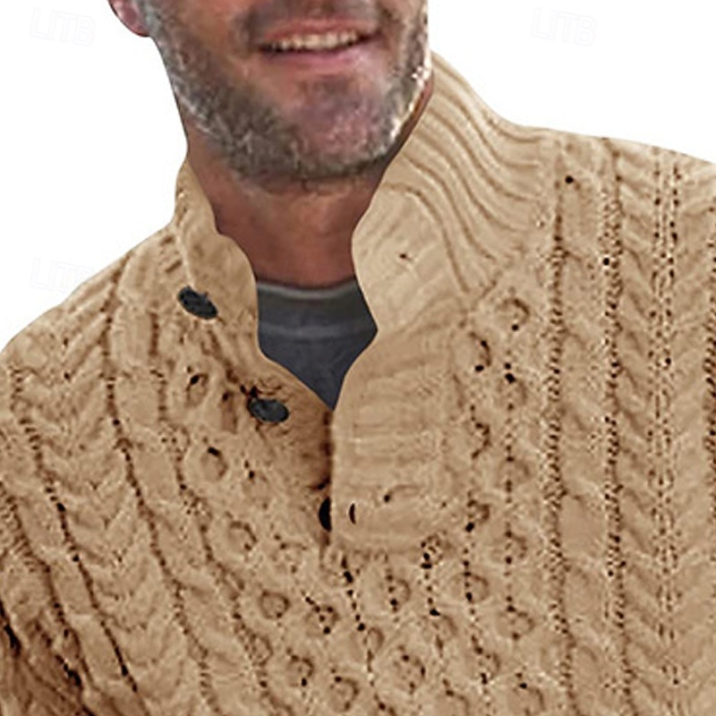 Hombre Pulóveres Suéter de punto Estriado Cable Tejer Tops regulares De Punto Ajustado Plano Escote Chino Prendas de punto Moderno Casual Ropa Cotidiana Ropa Otoño invierno Negro Blanco M L XL 2026 - $39.99 –P7
