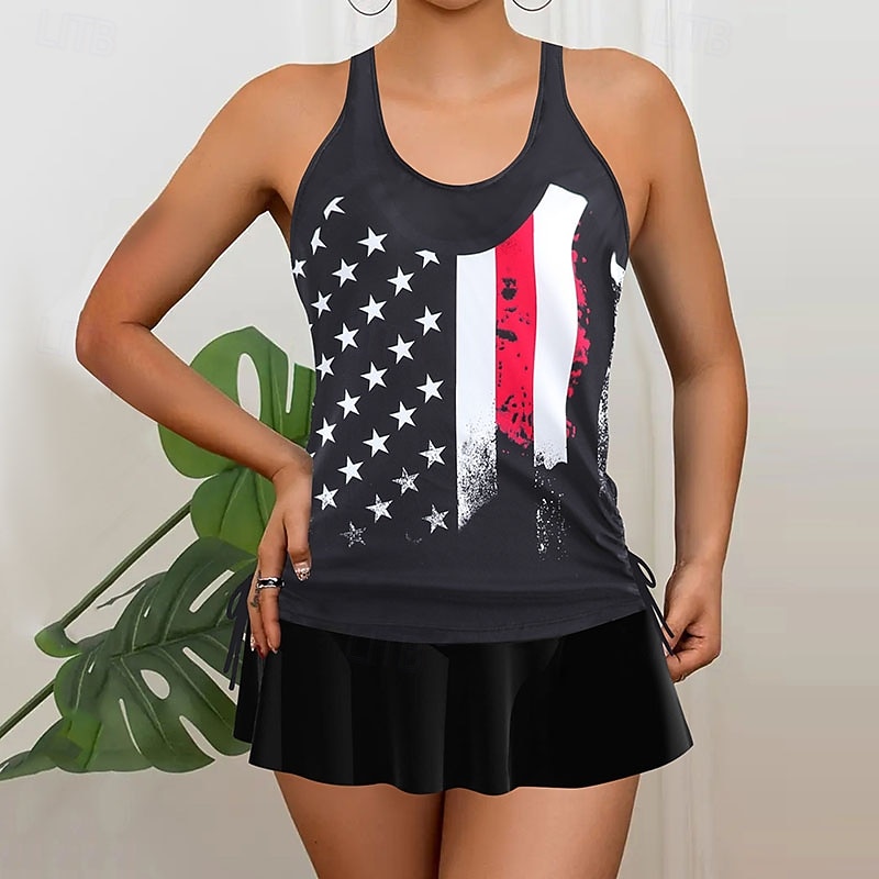 Mujer Bañadores 2 piezas Falda Traje de baño Espalda al Aire Vacaciones Ropa de playa Floral Graphic Escote Redondo Sin Mangas Trajes de baño 2026 - $28.99 –P8