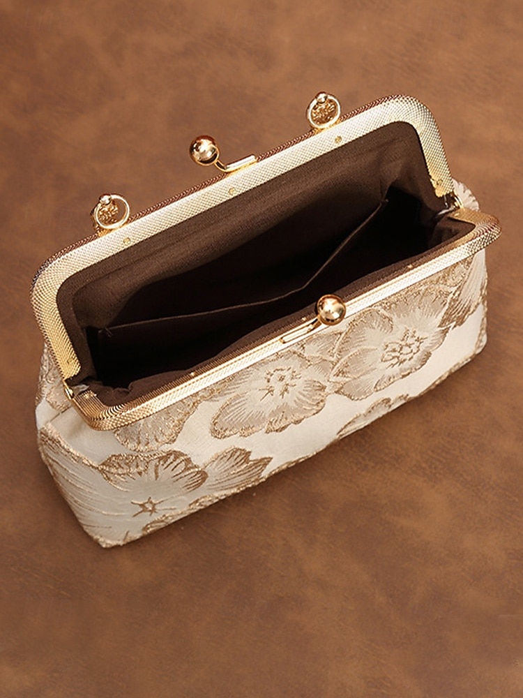 Pochette élégante pour femme avec anse en nacre - motif floral brodé et finitions dorées, disponible en plusieurs couleurs, idéale pour les mariages, les fêtes et les occasions formelles. de 2026 ? $19.99 –P5