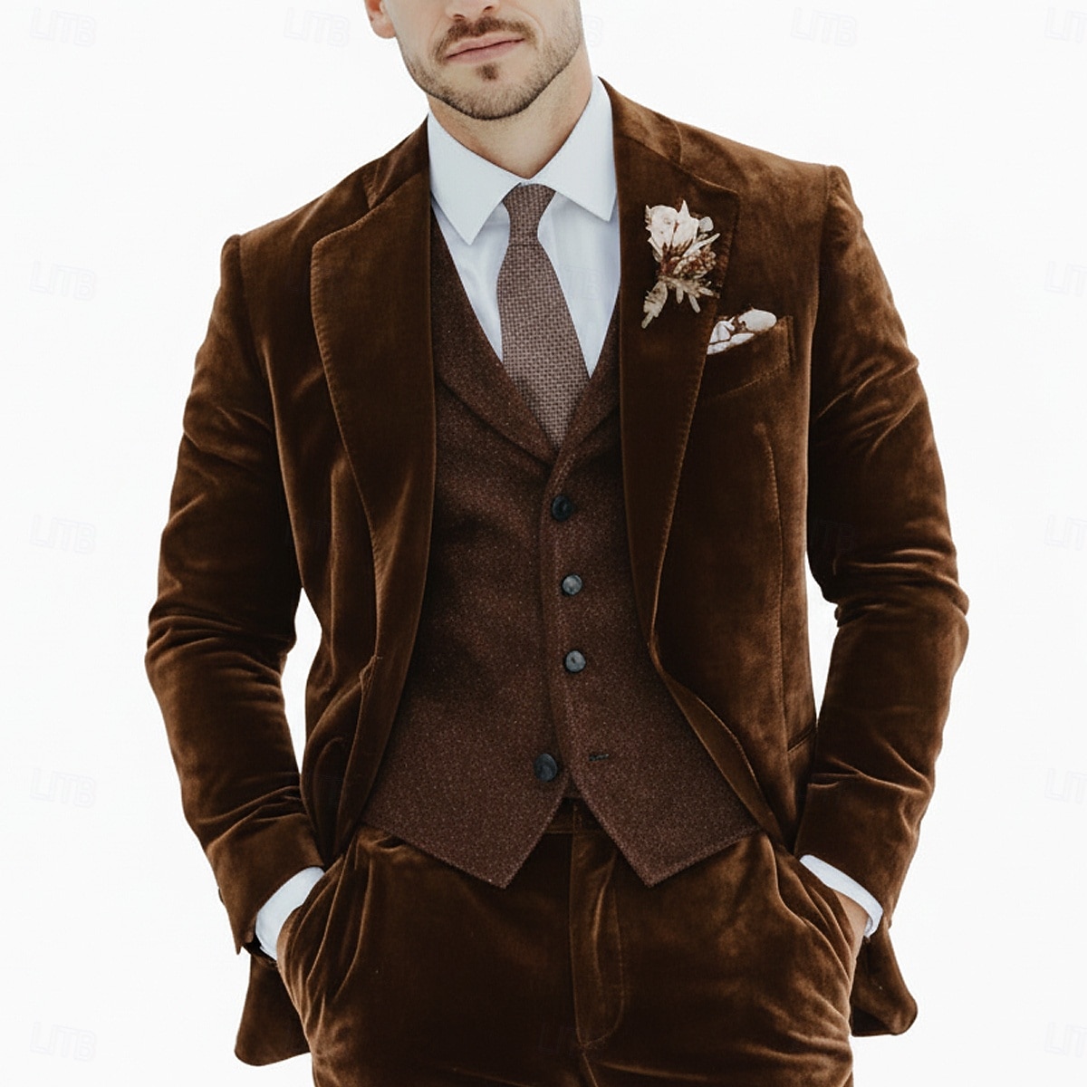 Uomo Smoking Abito di velluto Matrimonio in Spiaggia Matrimonio primaverile Nero Borgogna Primavera & Estate Tuta Bavero classico Affari Formale Tinta unita Vestibilità su misura 2 pezzi Monopetto del 2026 a $119.99 –P2