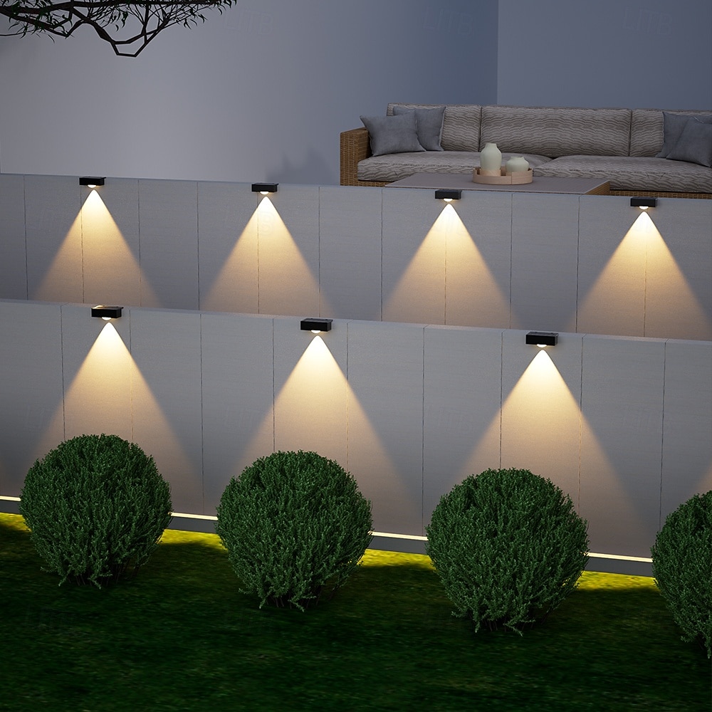 4 db napelemes, vízálló kültéri fali lámpa, 1/2/3/4 LED, villakertbe, lépcsőházba, erkélyre, kerítésbe, verandára, dekorációs világításba 2026 - $23.99 –P1