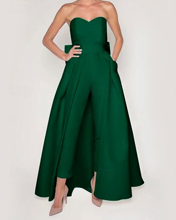 Tute Staccabile Abito da Sera Elegante Minimalista Senza Maniche Scollo a Cuore Natale Ospite di nozze Tasca Tessuto Elasticizzato con Fiocco/Fiocchi Sopragonna del 2026 a $160.99 –P8