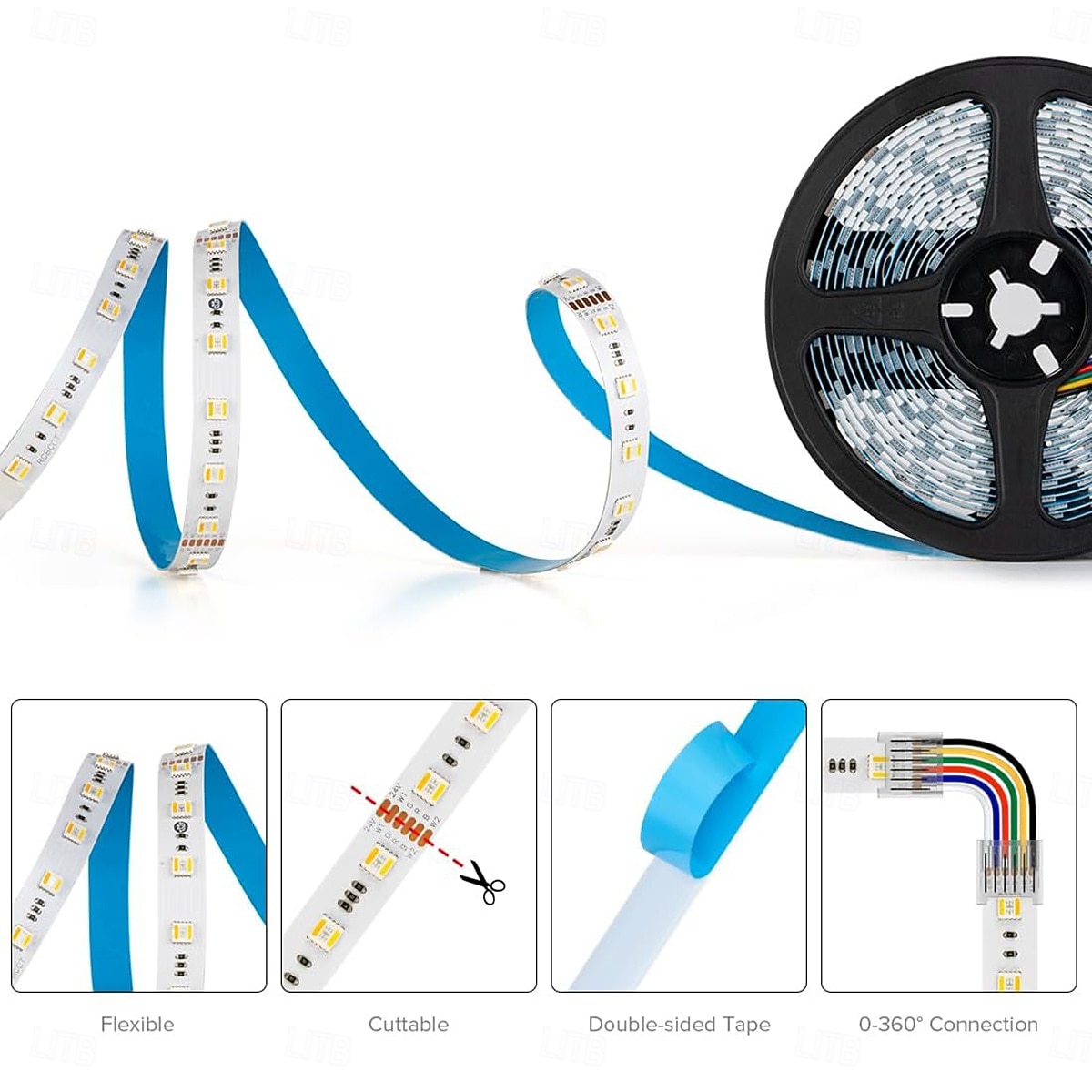 2026年 2.5m 5メートル 7メートル ライトセット 60 LED 5050 SMD 12mm 1セット RGB LEDストリップライト パーティー ホリデー 接続可 110-240 V 24 V  コレクション – $32.99 –P6