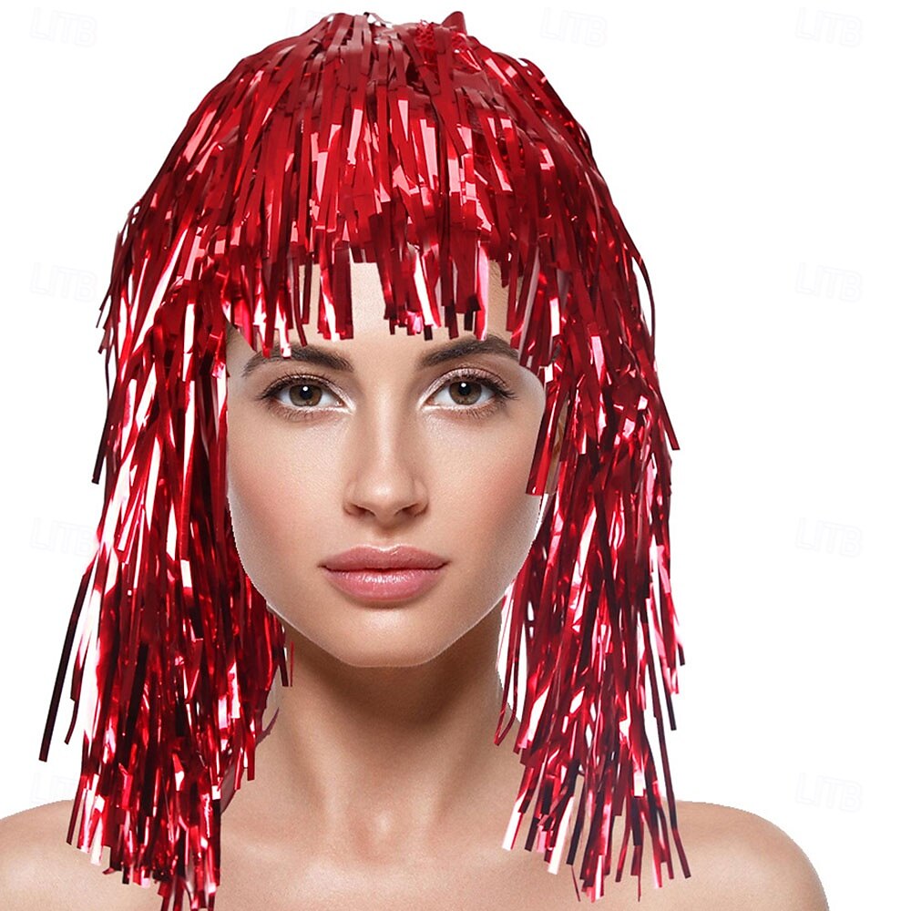 Peluca de carnaval 2026 Rubio Rosa Rojo Rizado Media Peluca sintética para festival Carnaval Desfile Cabello para disfraz de cosplay para Mujer 2026 - $5.52 –P10