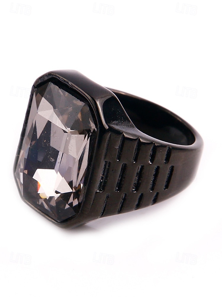 Anillo de titanio para hombre con gema grande de color – disponible en varios colores, diseño elegante para ocasiones informales y formales 2026 - $11.99 –P7