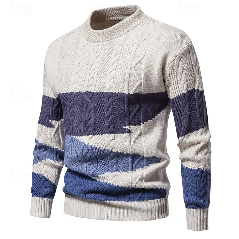 Per uomo Maglione Jacquard Felpa Maglione A Coste Treccia Maglia Top Regolari Patchwork Blocco di colore Semplice Girocollo Maglieria Contemporaneo Casuale Abbigliamento quotidiano Abbigliamento del 2026 a $39.99 –P2