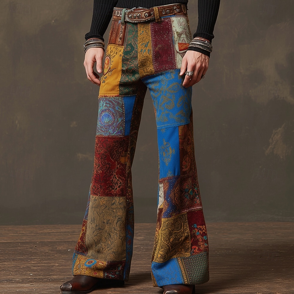 Ανδρικά Γεωμετρικό Συνδυασμός Χρωμάτων Κουρελού Παντελόνια Ντίσκο Παντελόνι Παντελόνια καμπάνα της δεκαετίας του '60 και του '70 Μεσαία Μέση Μποέμ Vintage ρετρό ΕΞΩΤΕΡΙΚΟΥ ΧΩΡΟΥ Πάρτι Causal 2026 - $29.99 –P2