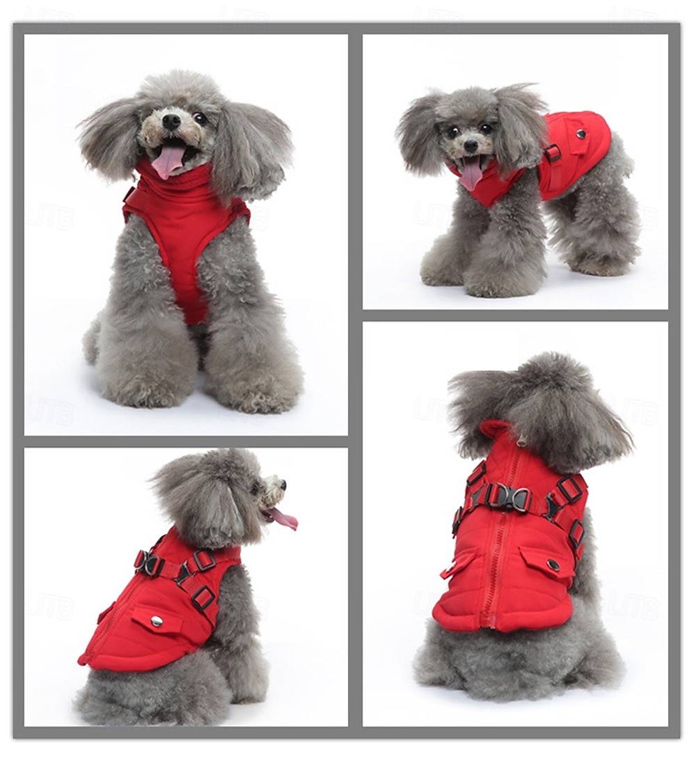 Пальто для собак со шлейкой, теплая куртка для собак, водонепроницаемое зимнее пальто для щенков в холодную погоду, регулируемая флисовая куртка для маленьких и средних собак 2026 - $24.99 –P9