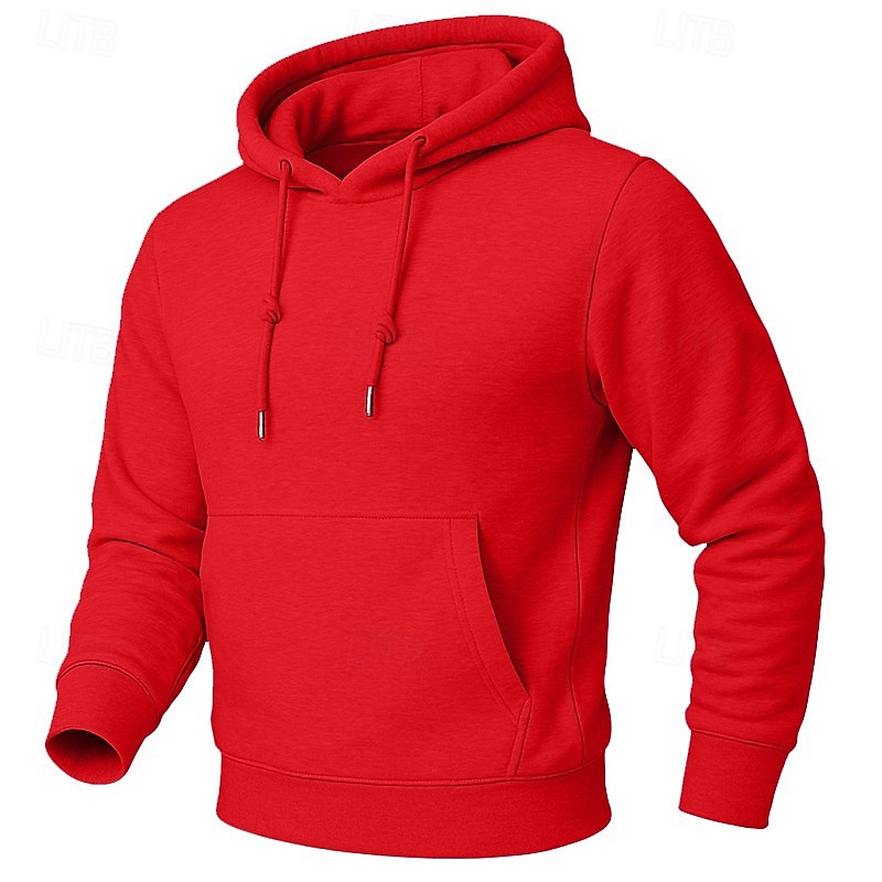 Men's Hoodie Fleece Hoodie Fleece lined Hoodie Blue Apricot Black White Yellow Hooded Plain Kangaroo Pocket Casual Daily Sports & Outdoor Polyester Streetwear Cool Sportswear All Seasons Clothing 2026 - $8.99 –P14