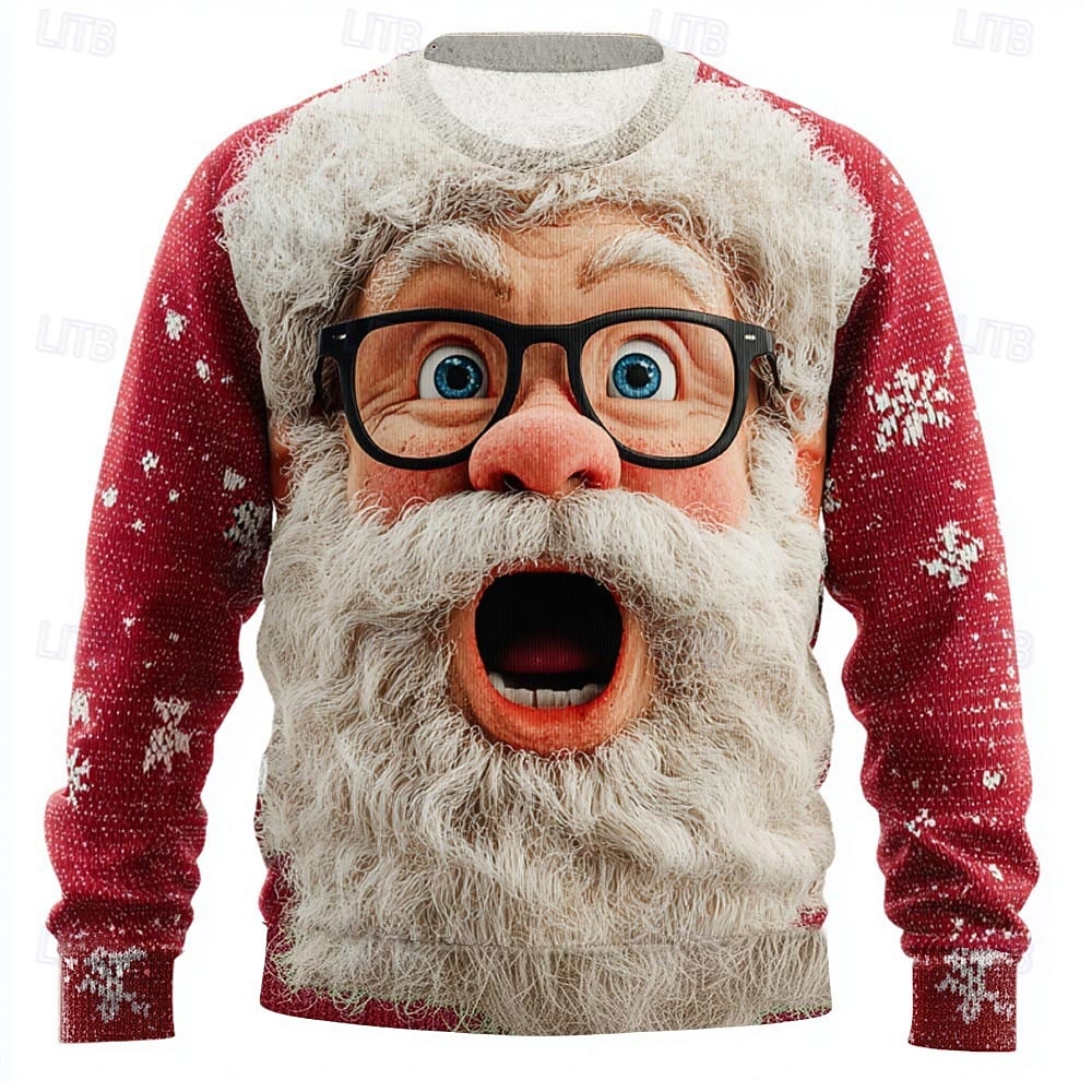 Ugly Christmas Sweater Men's Cartoon Santa Claus Print Pullover Sweater Jumper Knitwear Crewneck Casual Vacation Daily Festival Keep Warm Long Sleeve Fall Winter Black Red Green 2026 - $37.99 –P4
