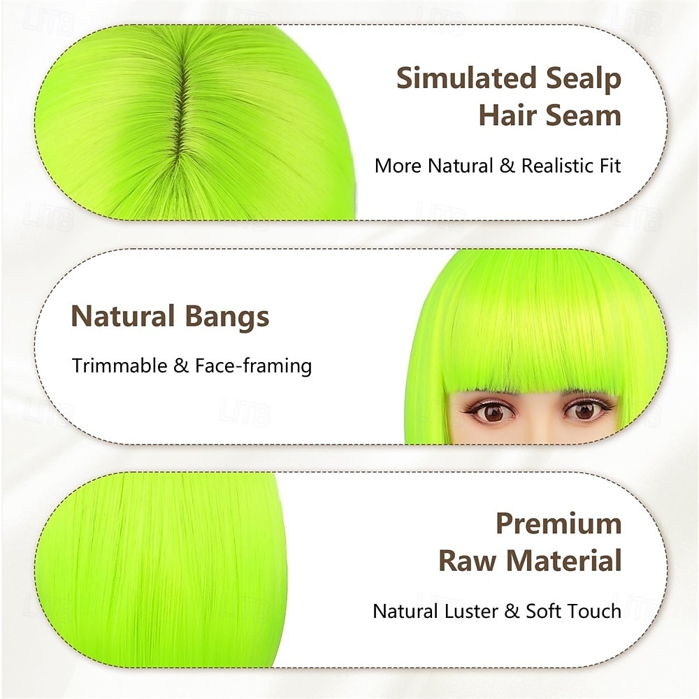 Carnavalpruik 2026 Rood Blauw Wit Recht Bob Kort Synthetische festivalpruik Mardi Gras Parade Cosplay Kostuum Haar voor Dames 2026 - $21.99 –P4
