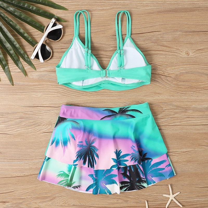 Dámské Plavky 2 ks Sukně Plavky Volány Volná záda prázdniny Oblečení na pláž Květinový Do V Bez rukávů Plavky 2026 - $27.99 –P13