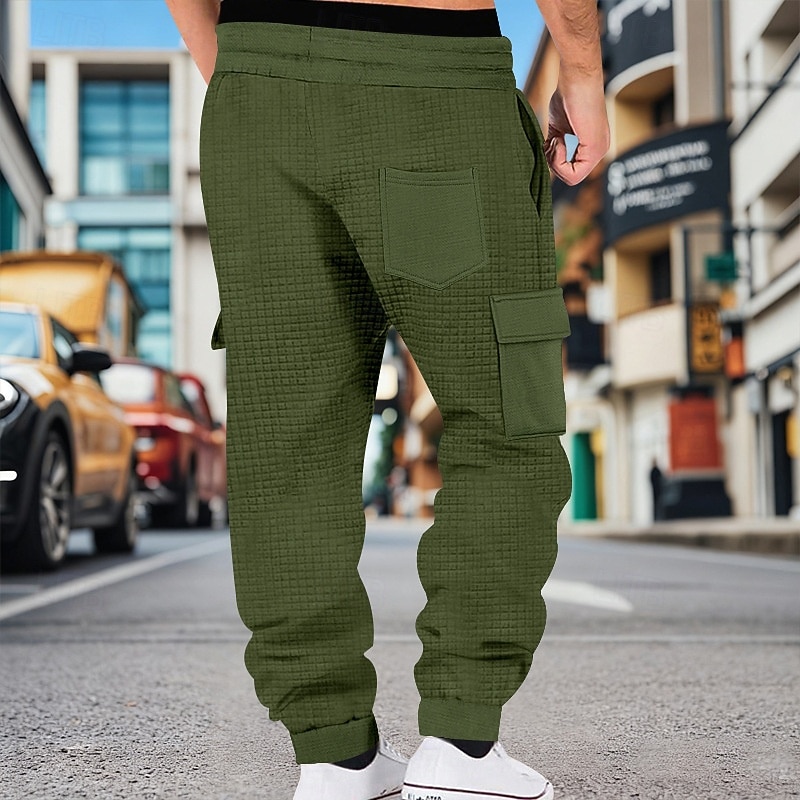 Bărbați Pantaloni de sport cargo Pantaloni Sport Joggeri Pantaloni Pantaloni Waffle Cordon Buzunar Talie elastică Simplu Confort Απαλό Zilnic În aer liber Concediu Vacanță Modă Negru Verde Militar 2026 - $25.99 –P3