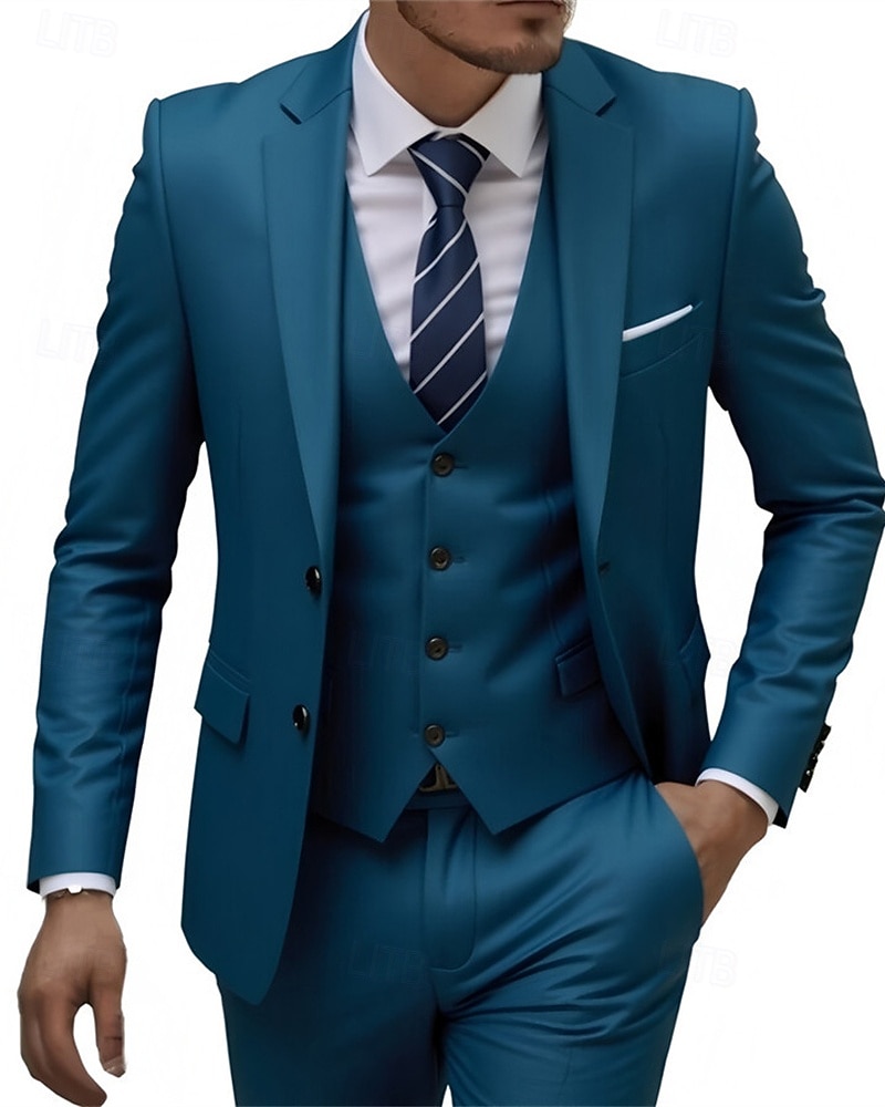 Ανδρικά Σακάκι+Γιλέκο+Παντελόνι Μπλέιζερ Στολές Επιχείρηση Κοκτέιλ Πάρτι Γαμήλιο Πάρτι 3 Κομμάτια Μοντέρνα Καθημερινό Άνοιξη Φθινόπωρο Πολυεστέρας Σκέτο Τσέπη Κουμπιά Άνετο Σταυρωτό Χρωματιστή ζακέτα 2026 - $106.99 –P11