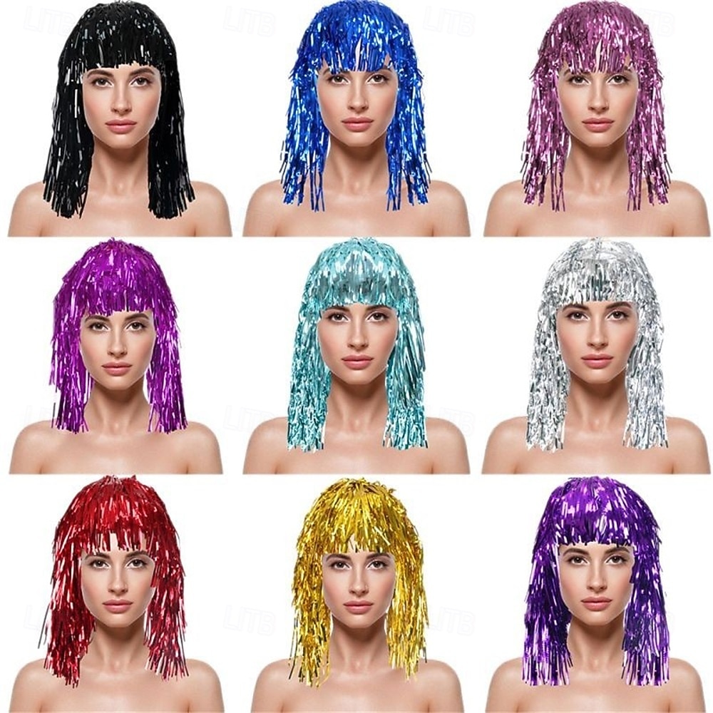 Peluca de carnaval 2026 Rubio Rosa Rojo Rizado Media Peluca sintética para festival Carnaval Desfile Cabello para disfraz de cosplay para Mujer 2026 - $3.99 –P3