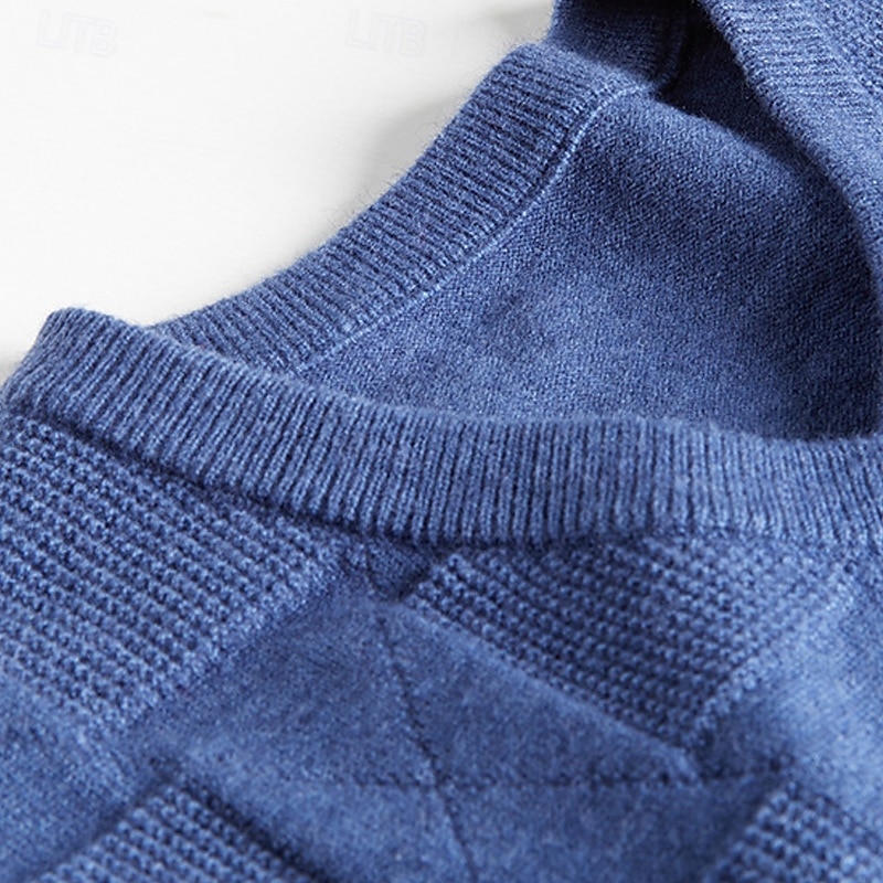 Miesten Neulepusero Mekko villapaita Liivi Neulottu villapaita Joustin Neuloa Tavalliset topit Kudottu Tavallinen V kaula-aukko Muoti Katutyyli Loma liiketoiminta Vaatetus Hihaton Syksy Talvi Sininen 2026 - $52.99 –P6