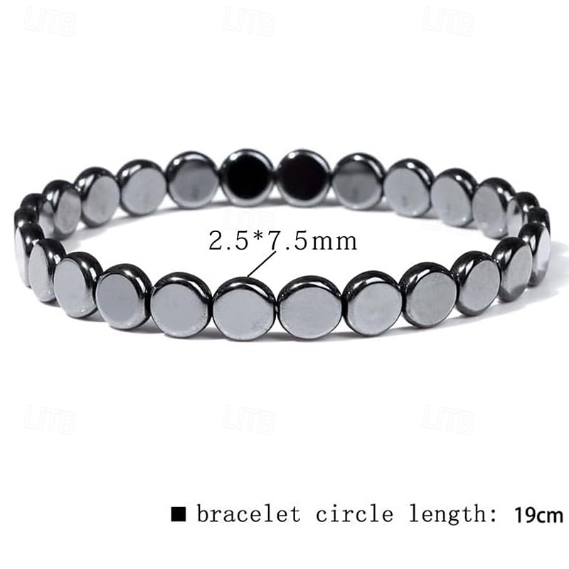 Men's Hematite Bracelet, Natural Stone Beaded Elastic with Stones, Minimalist Durable Everyday Casual Wear, for Formal Events & Casual Attire, Year-Round Elegant Beaded Bracelet, Jewelry Gift 2026 - $10.99 –P9