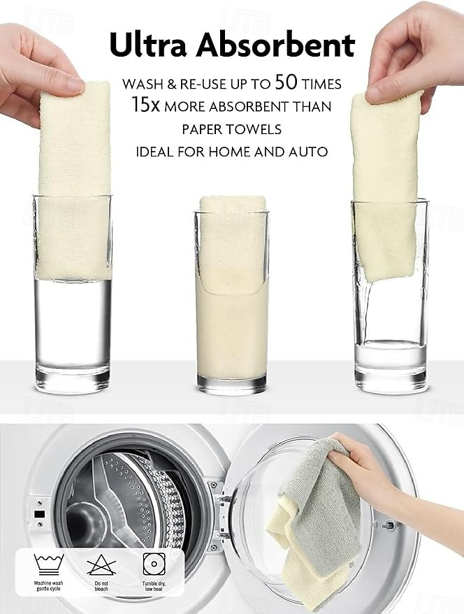 Papírové utěrky z mikrovlákna, opakovaně použitelné, v roli, silné savé, trhací čisticí utěrky, víceúčelové kuchyňské ubrousky, trhací utěrky na nádobí, prádlo, úklidové potřeby 2026 - $13.99 –P6