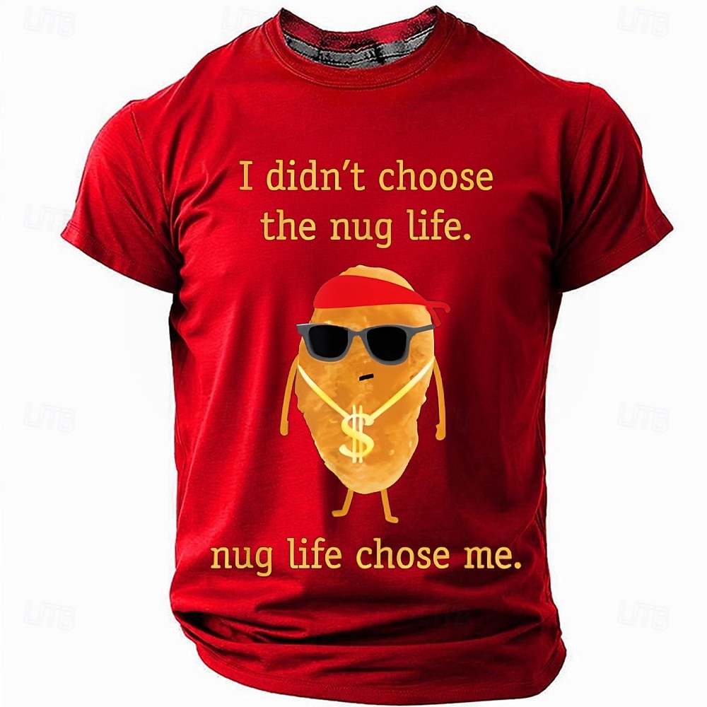 Camiseta engraçada "Nug Life", camiseta "Eu não escolhi a vida de nugget", camiseta com estampa de nugget de rapper descolado, presente com humor gastronômico para homens, camiseta paródia para de 2025 por $19.99 –P1