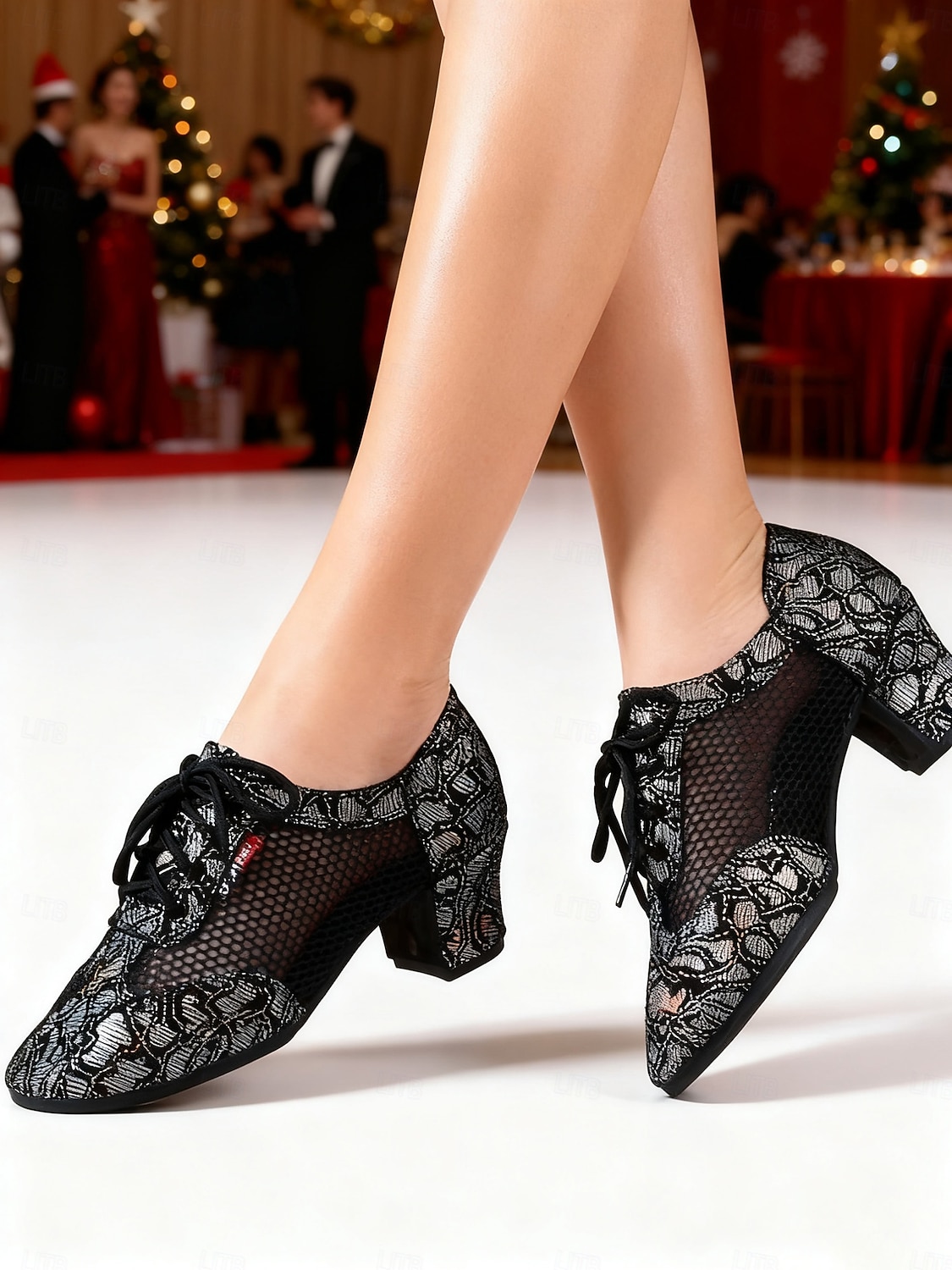 Scarpe da ballo da sala da donna in vera pelle e rete - tacchi da allenamento traspiranti professionali per latino/moderno per donne, calzature da ballo leggere e performanti del 2026 a $59.99 –P1