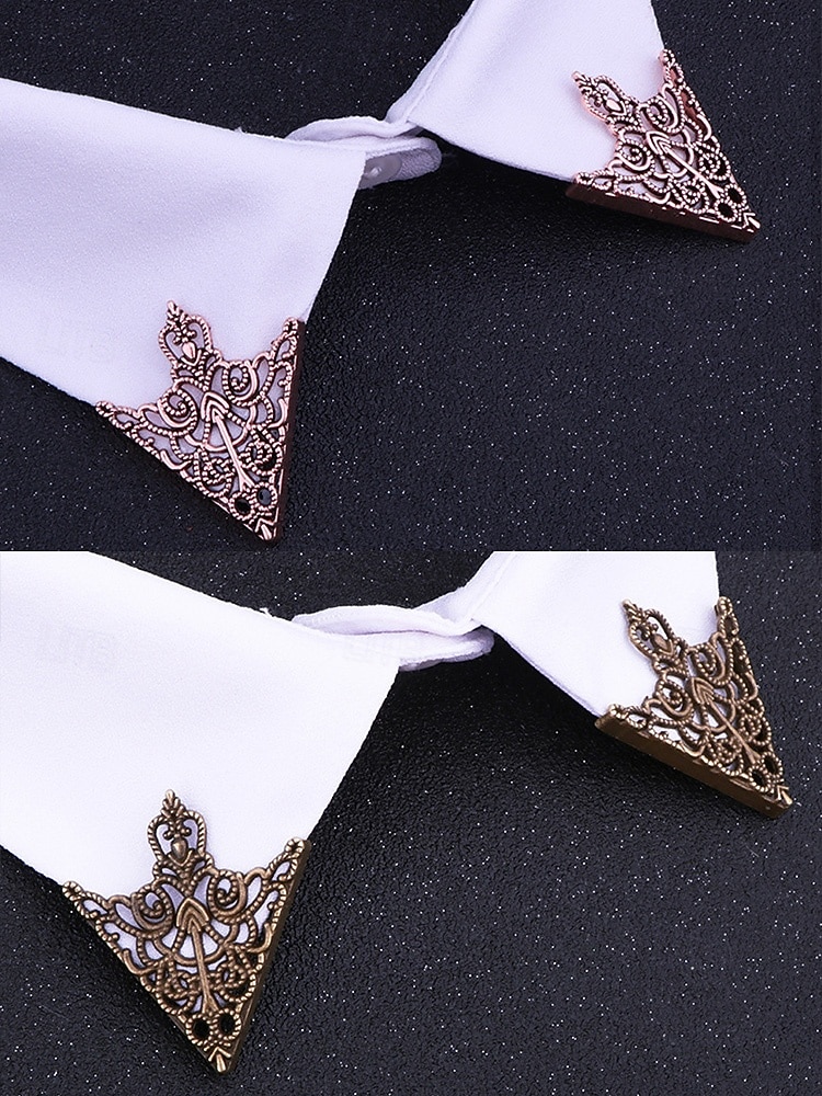 spilla con punte per colletto in lega da uomo: elegante design vintage con dettagli in cristallo, disponibile in più colori, perfetta per eventi formali e abbigliamento da lavoro del 2026 a $7.99 –P10