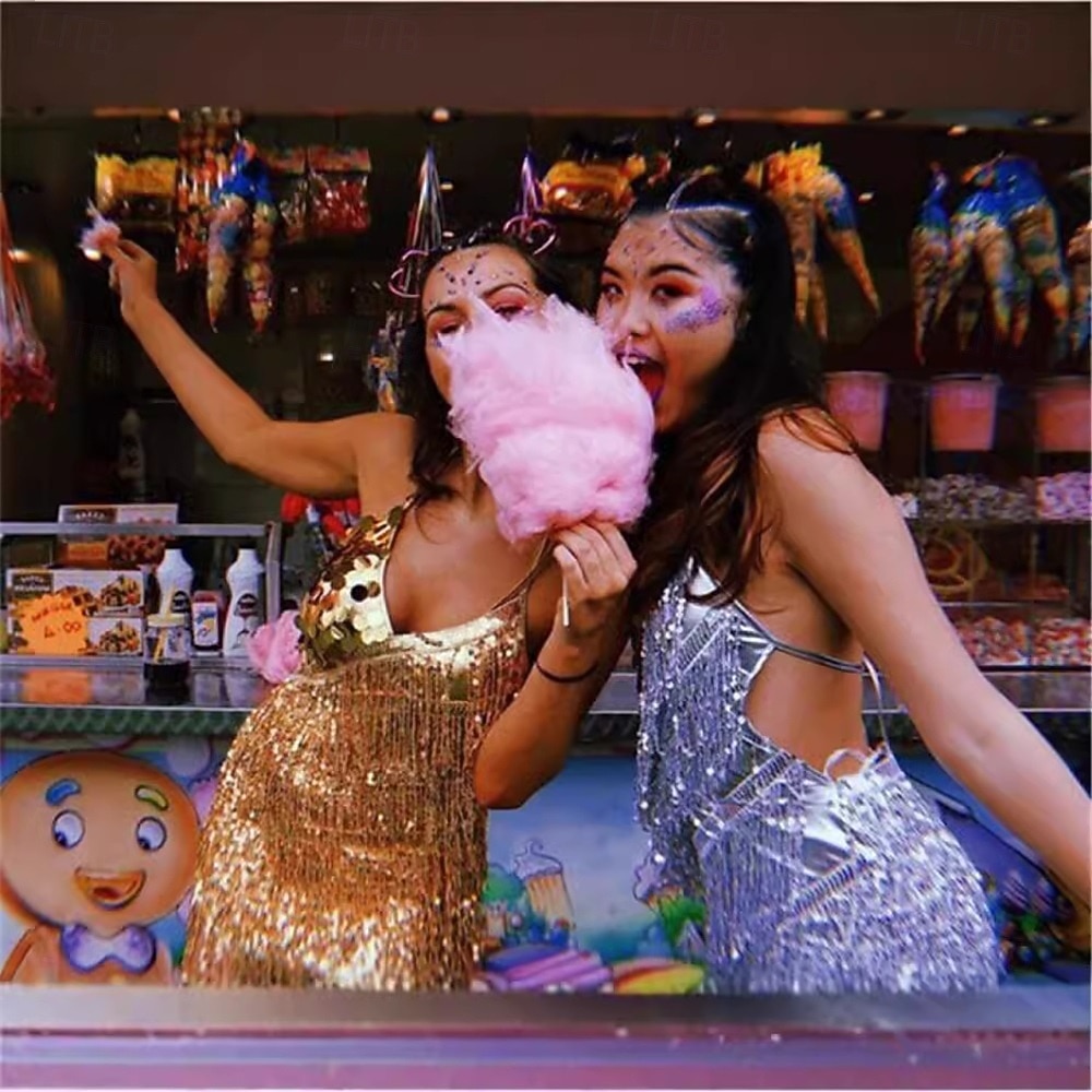 Samba Dancewear Sequins costume de performance pour femmes à thème de fête sans manches en polyester de 2026 ? €42.34 –P7