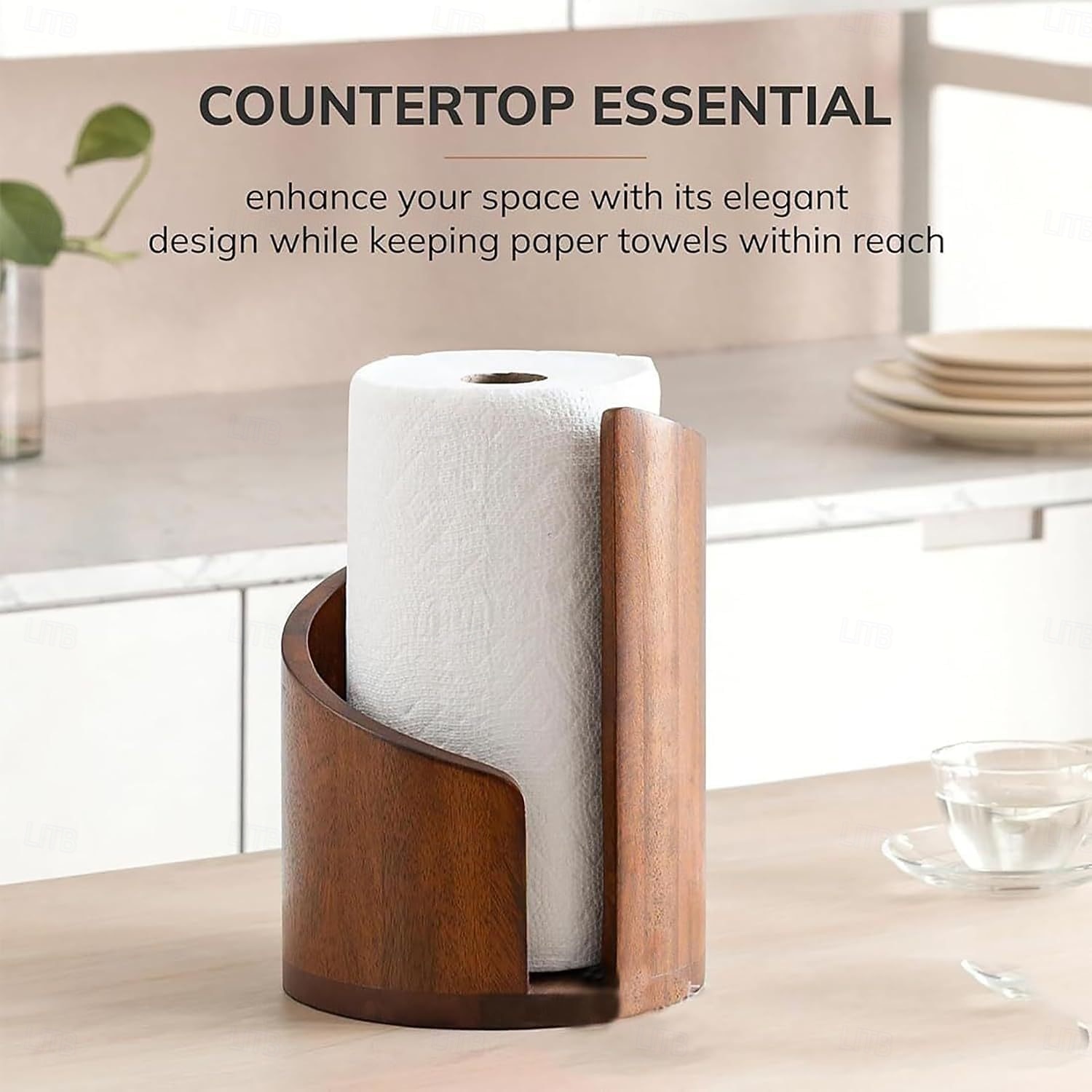 Mountain Paper Towel Holder Countertop with Mango Wood Round Base and Holder, Wood Paper Towel Holders Countertop, Spiral Design Decorative Storage Box for Bathroom Storage 2026 - $32.99 –P8