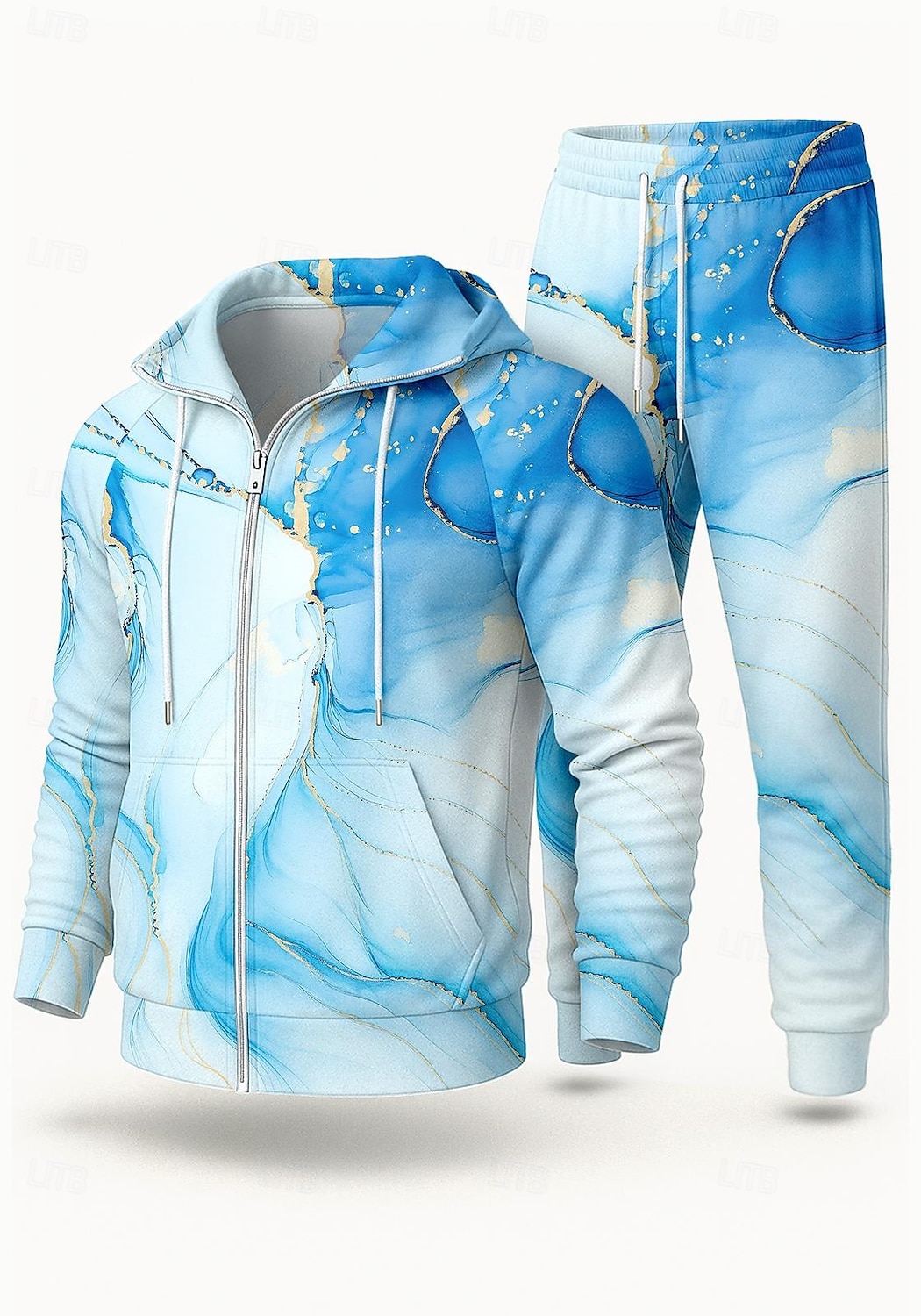 Men's Hoodie Tracksuit 2 Piece Tracksuit Drawstring Zip Up Clothing Suit Fall Winter Blue Vocation Outdoor Travel Lightweight Fashion Long Sleeve Sport Activewear Stretchy Regular Fit 2026 - $47.99 –P1