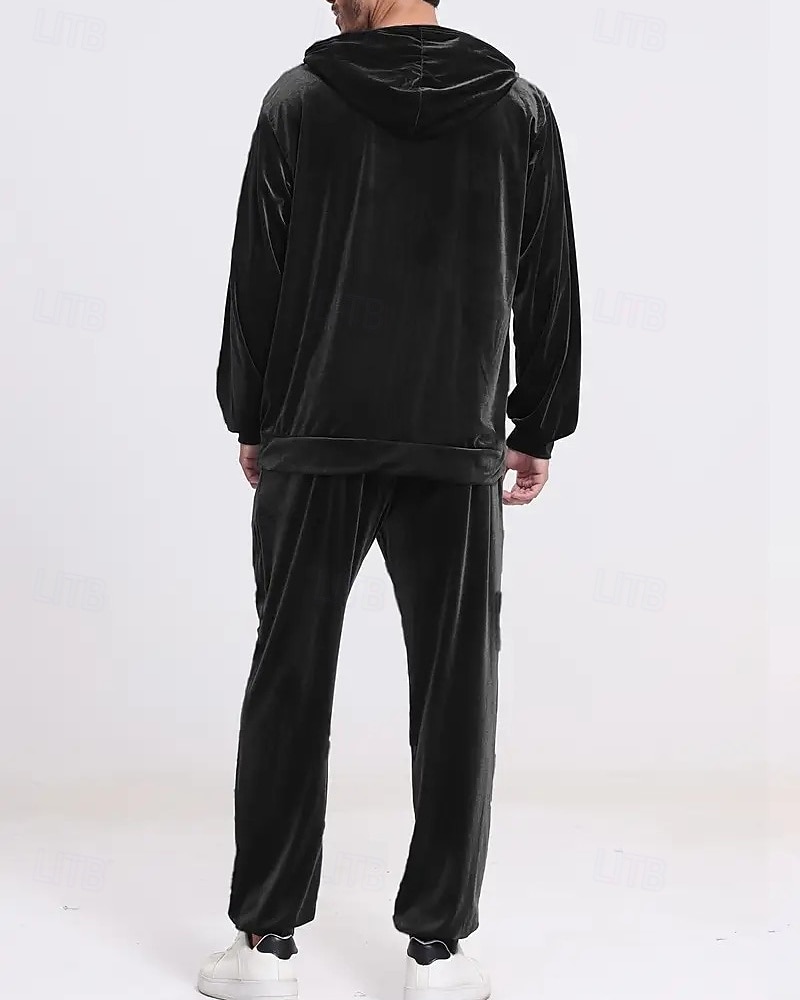 Homens Moletom Moletom com capuz e calças Conjunto de roupas Conjunto de moletons Capuz Ao ar livre Diário Esportes Com Cordão Bolsos Tecido Vermelho Vinho Preto Azul Royal Poliéster Roupas Esportivas de 2026 por $44.99 –P6