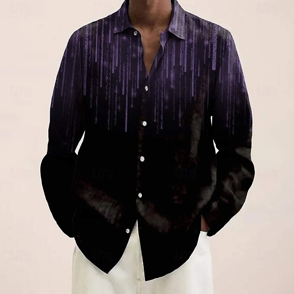 Hombre Geométrico Degradado de color Arte abstracto Camisa Abotonar la camisa Manga Larga Moda informal Exterior Uso Diario Primavera Otoño Cuello Vuelto Impresión 3D camisas con cuello Negro / Verde 2026 - $27.99 –P3