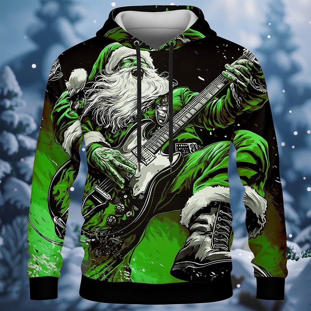 Jul Herre julenissen Gitar Hattetrøje Genser Mote Daglig Fritid Crew-hals Med hette Hjem Fest Gave Blå Rød Lilla Grønn Snorer Høst Vinter Designer S M L XL XXL XXXL 2025 - $30.99 –P3