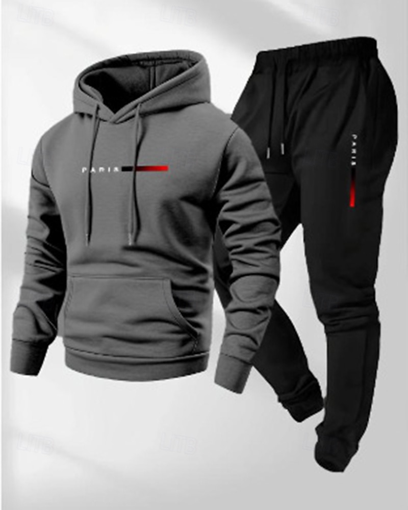 Муж. Спортивный костюм из двух частей Спортивные штаны Толстовка с капюшоном с карманом Однотонный Наборы одежды Наступила зима Темно-серый Темно-синий Тренажерный зал Пешеходный туризм Разрабатывать 2026 - $13.99 –P6