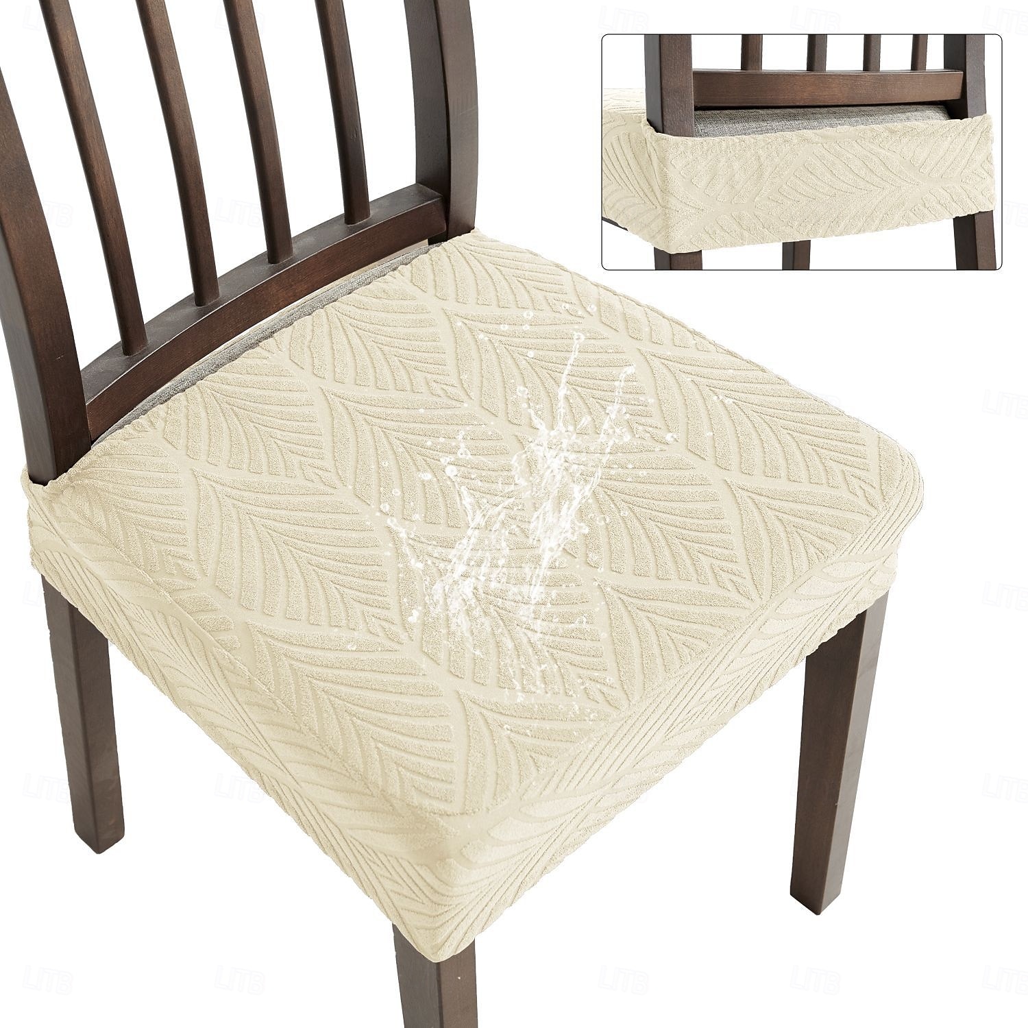 Coprisedia elasticizzati in jacquard a foglia, morbidi coprisedili elastici per sala da pranzo, cucina, arredamento per la casa, fodera rimovibile antipolvere e antimacchia. del 2026 a $9.49 –P2