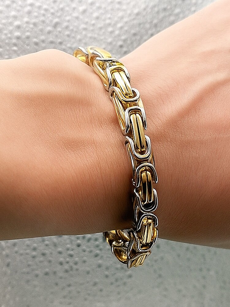 Bracelet pour homme en acier inoxydable à maillons bicolore noir et or, design élégant et résistant pour un usage quotidien et les occasions spéciales. de 2026 ? $11.99 –P2