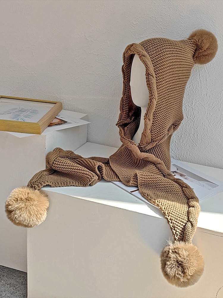 وشاح نسائي محبوك بغطاء للرأس لعيد الميلاد - مبطن بالصوف المريح، مع تفاصيل بوم بوم، وخيارات متعددة الألوان لأزياء الشتاء، مثالي كهدية في العطلات والأنشطة الخارجية 2026 - $14.99 –P7