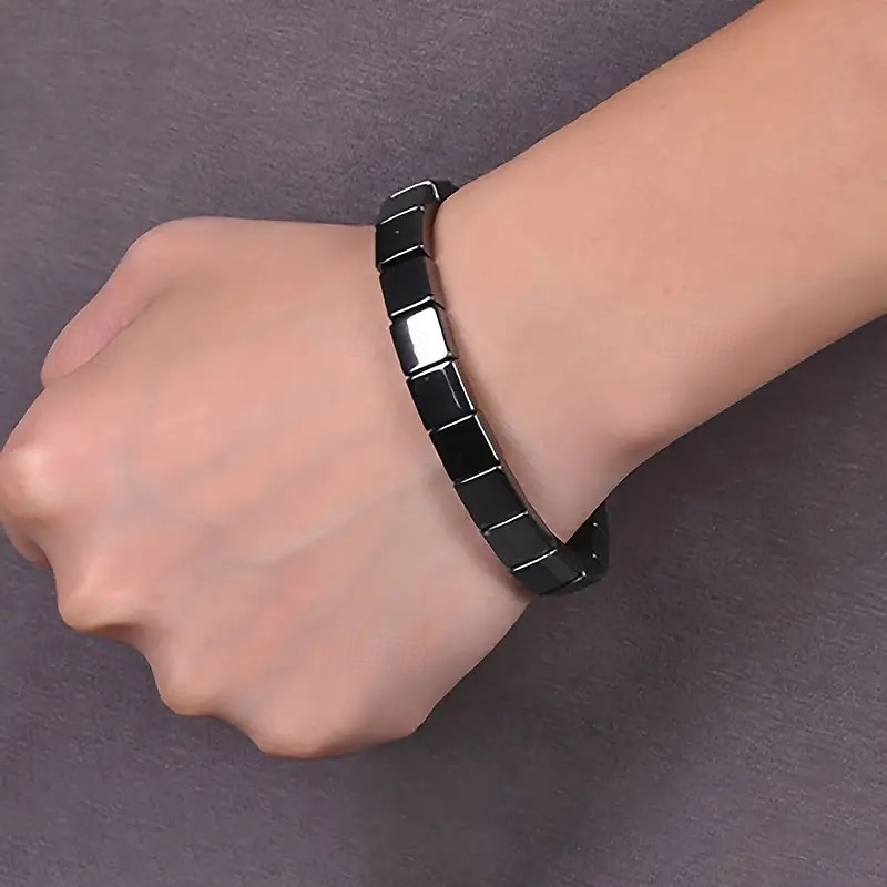 Men's Hematite Bracelet, Natural Stone Beaded Elastic with Stones, Minimalist Durable Everyday Casual Wear, for Formal Events & Casual Attire, Year-Round Elegant Beaded Bracelet, Jewelry Gift 2026 - $10.99 –P6