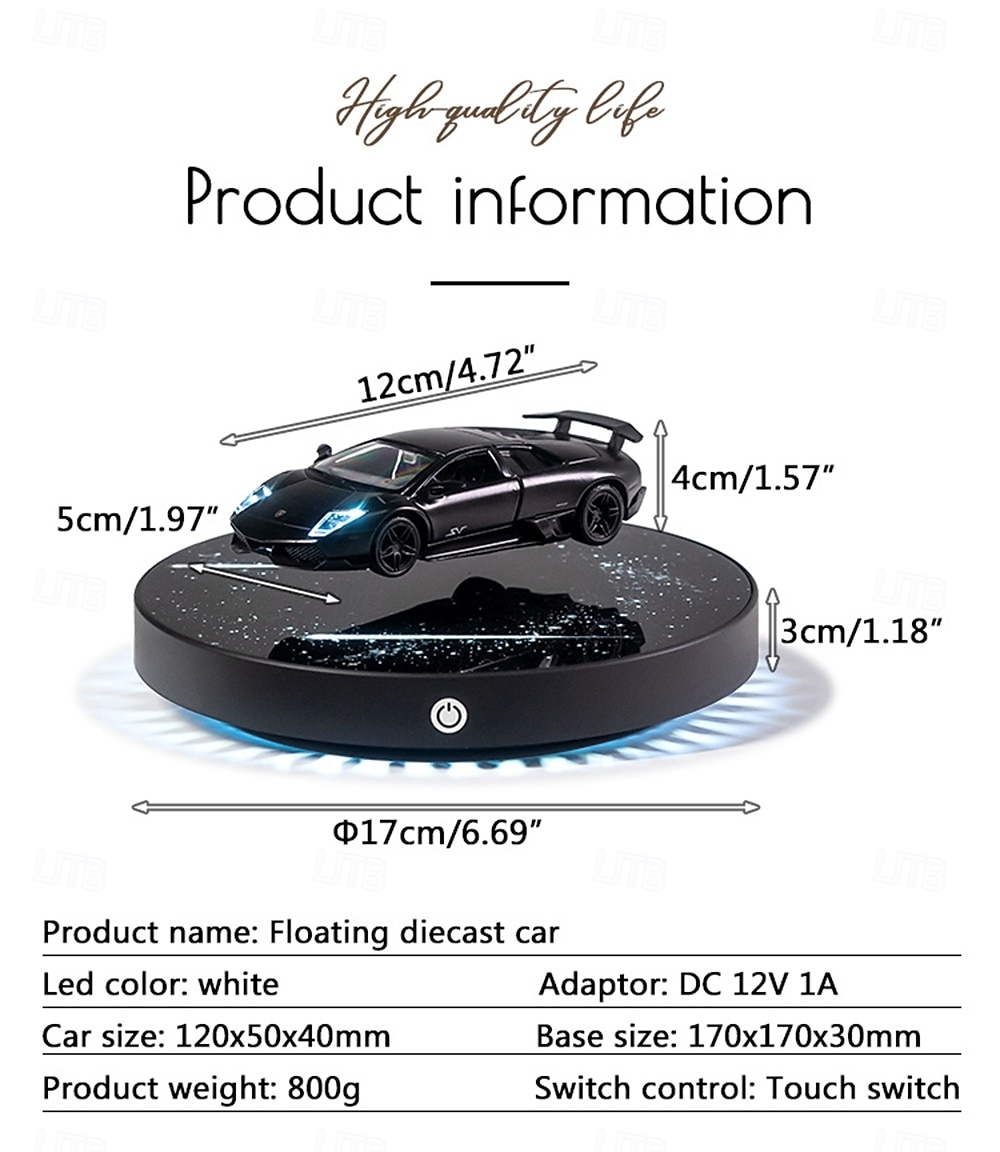 Magnetic Levitation Black Cast Car with Luminous Circular Starry Sky Base Featuring Real LED Energy-saving Lighting Effect Controlled By Switch Freely Rotating in The Air for Valentine's Day Gift 2026 - $109.99 –P14