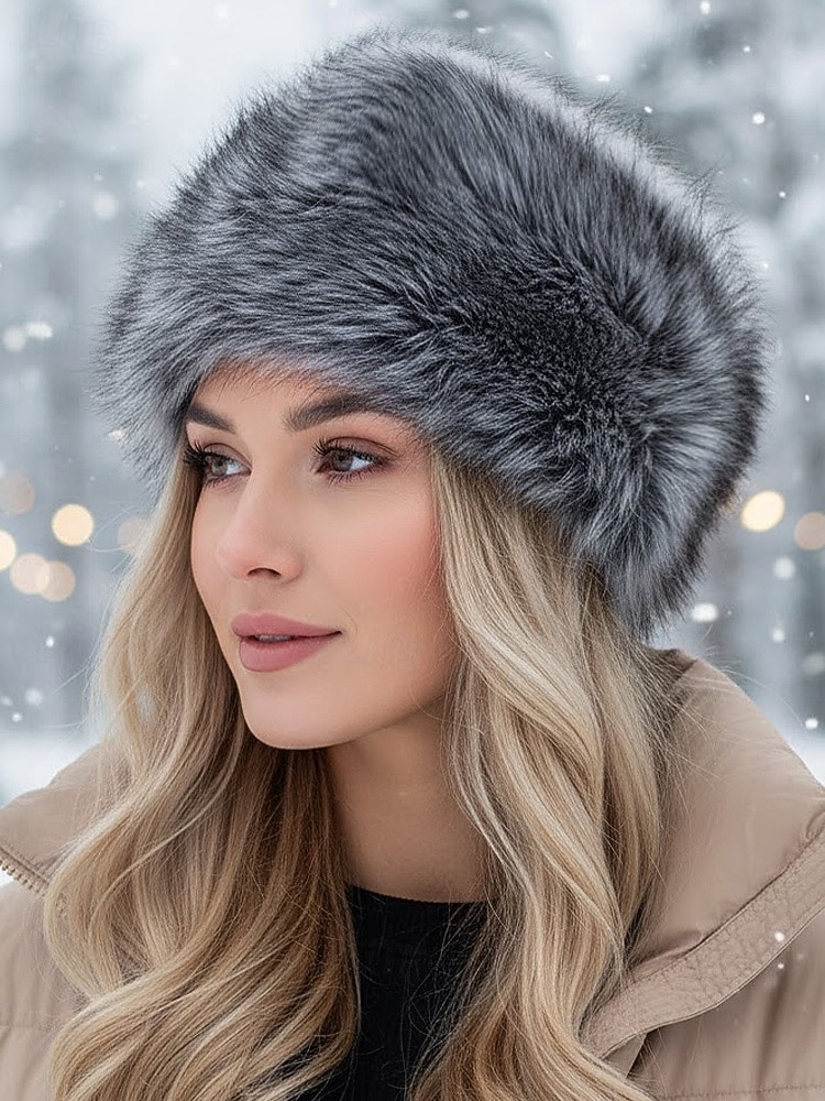 Dámská vánoční čepice z umělé kožešiny - měkká a teplá, více barevných variant, perfektní sváteční doplněk na zimu, stylová a útulná pokrývka hlavy na vánoční večírky a venkovní akce 2026 - $14.99 –P4