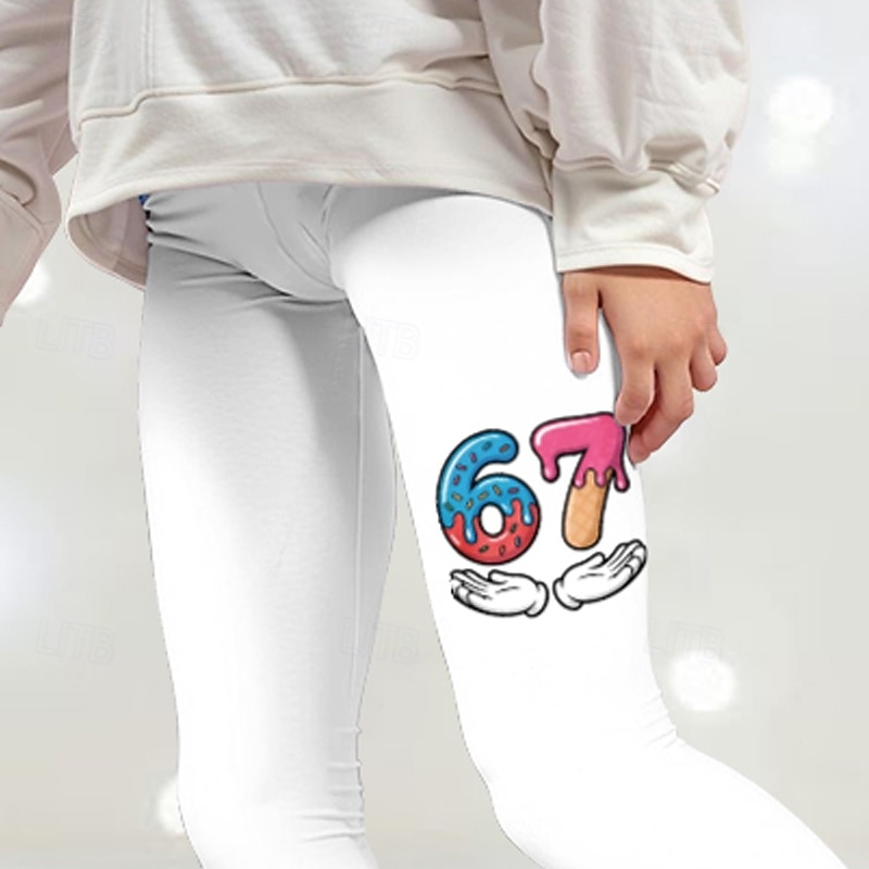 Flickor 3D Grafisk 67 Byxor Damasker Vår Höst söt stil Streetwear Grundläggande Barn 4-12 år Utomhus Semester Ledigt Normal 2026 - $13.99 –P5