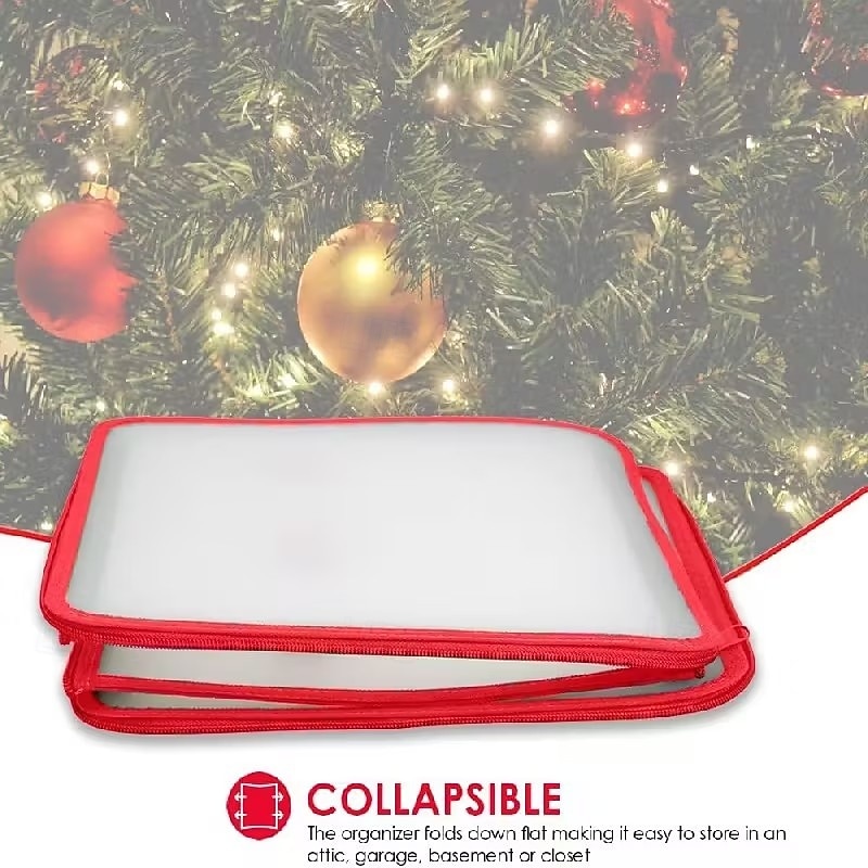 Boîte de rangement pour décorations de Noël avec 64 compartiments, fermeture éclair, en plastique vinyle, avec poignée, idéale pour ranger les petites décorations de fêtes. de 2026 ? $21.99 –P7